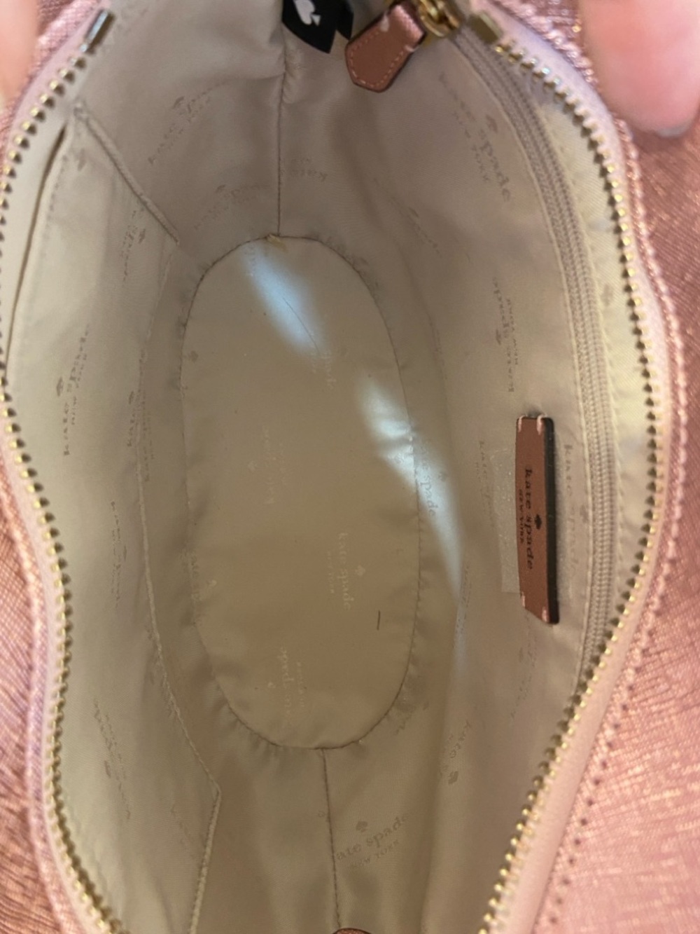 KATE SPADE Pink Glitter Small Tote Purse with Shoulder Strap New without Tags - Picture 10 of 16